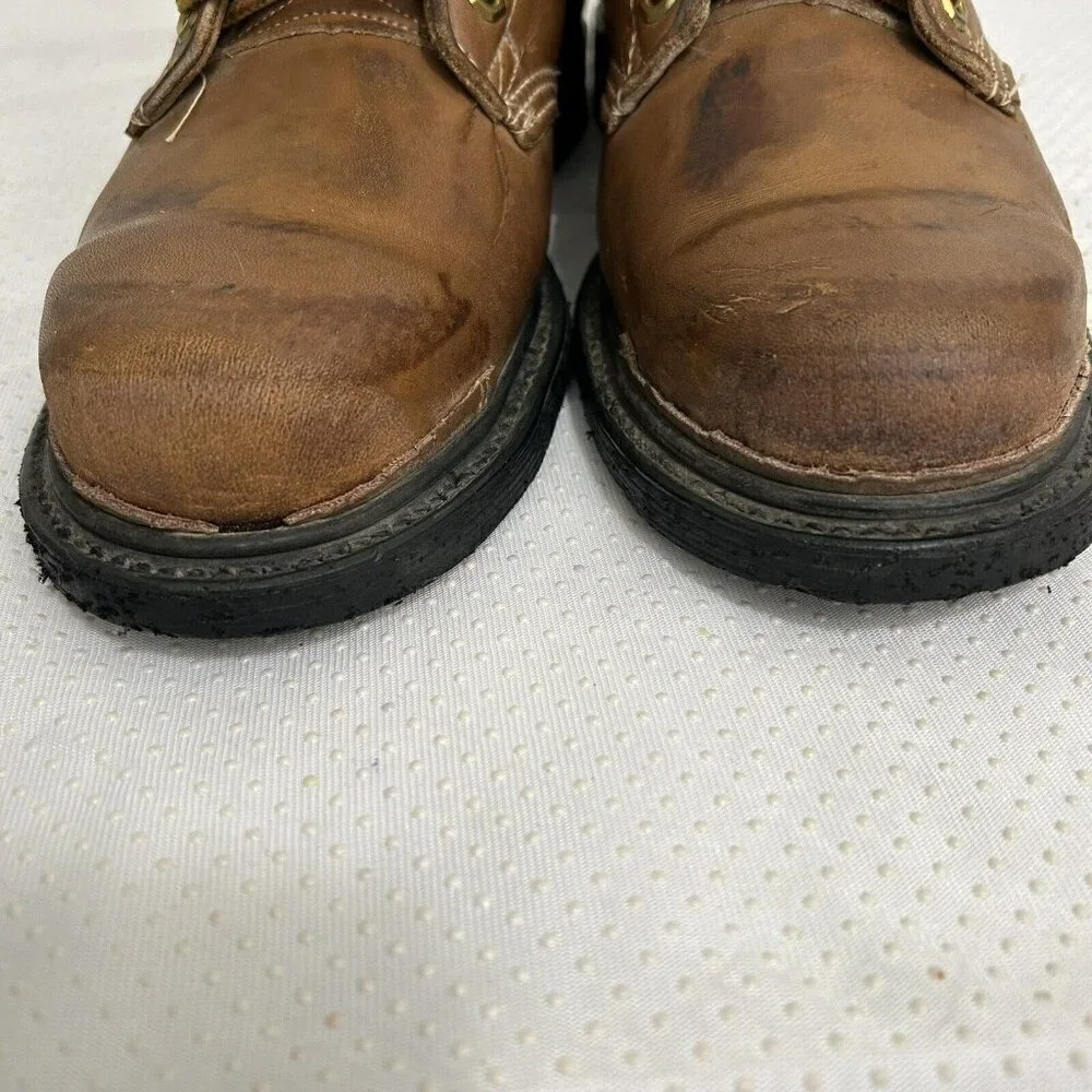 Vintage 90s Iron Age Men's Steel Toe Brown Lace Up Leather Chukka Work Boot Sz 8
